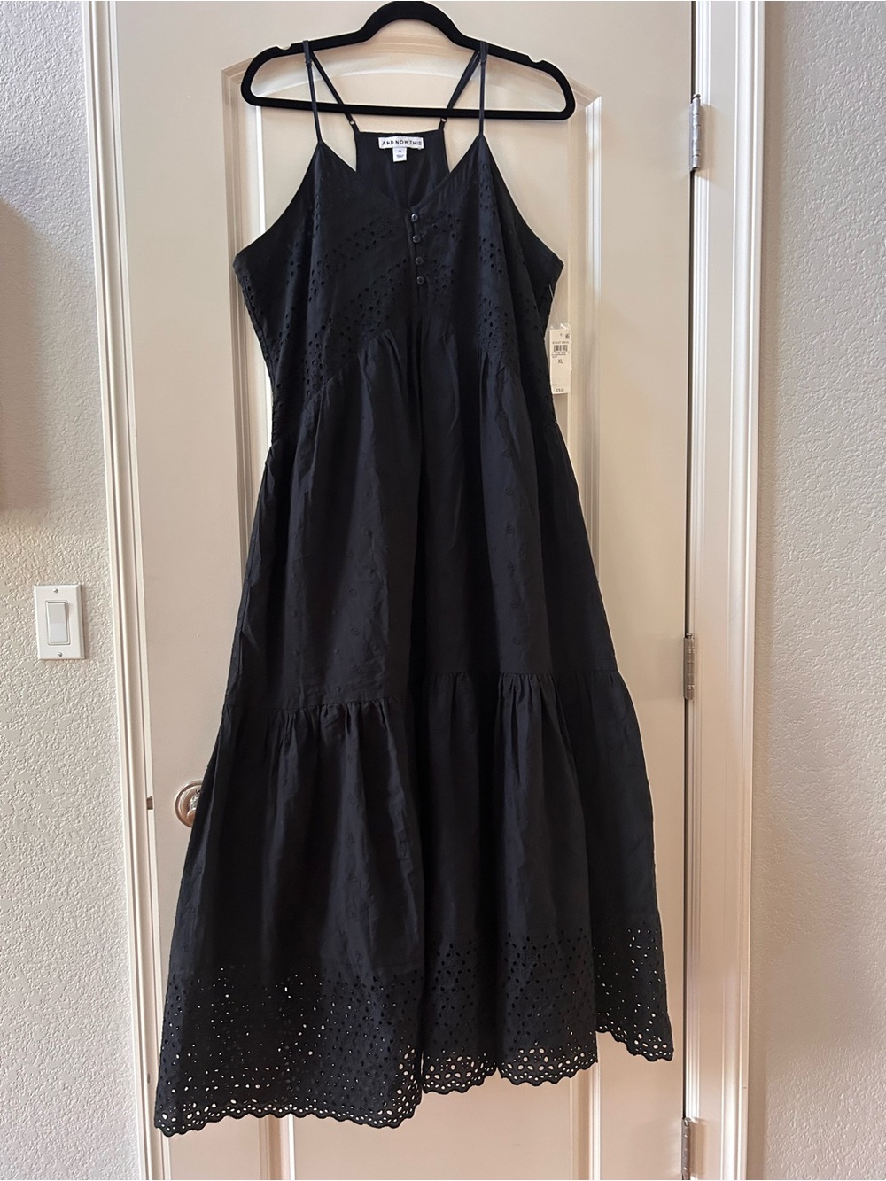 NWT And Now This Tiered Eyelet Maxi Dress. Racer back. Cotton. Boho. Prairie. XL - Picture 3 of 9